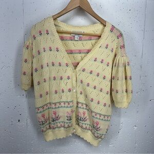 Vintage Sweater Loft New York Women’s Medium Pale Yellow Cardigan Sweater